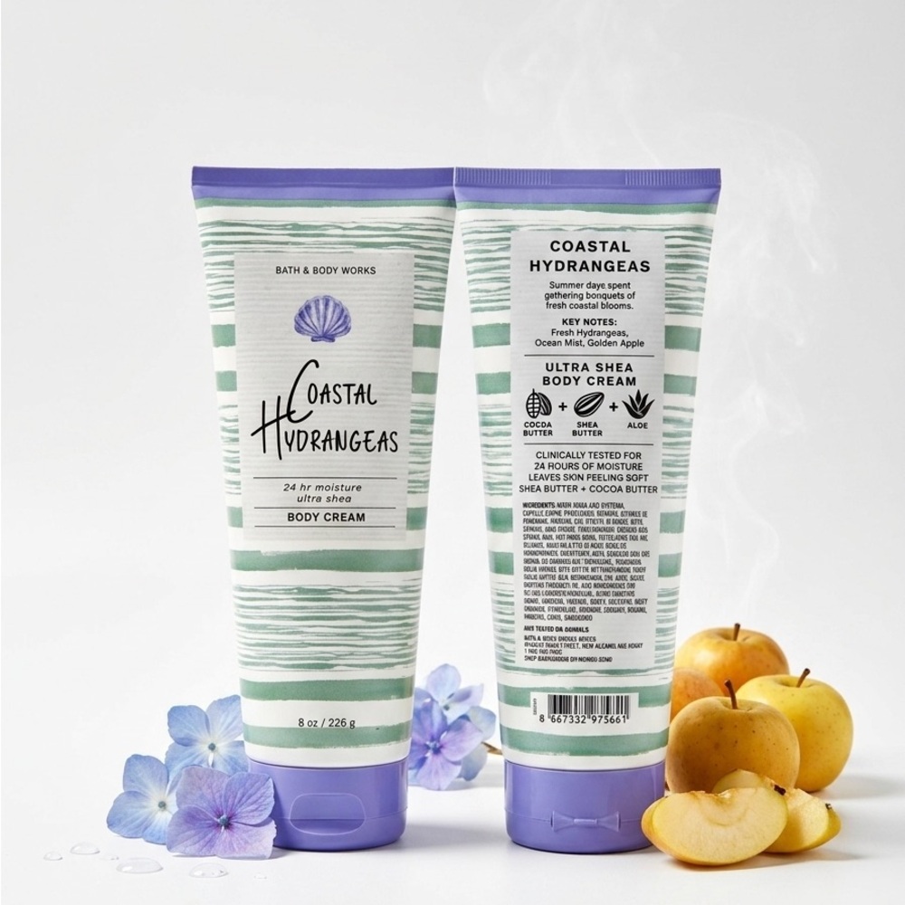 Bath & Body Works Coastal Hydrangeas Ultra Shea Body Cream — Green/White